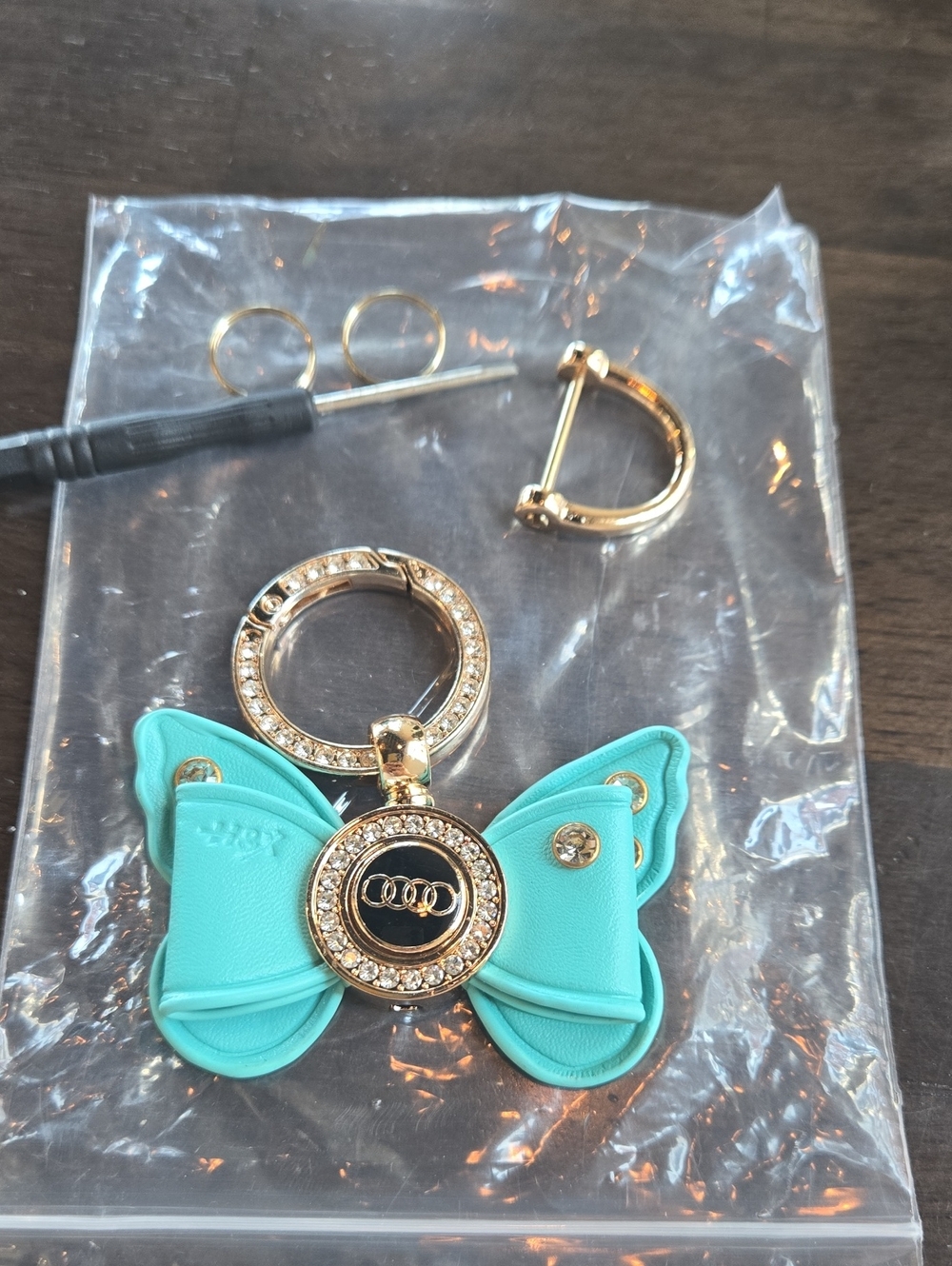 Audi Bow Keychain Charm in Turquoise